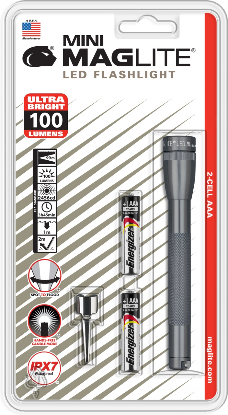 Maglite Maglite Mini AAA LED-ficklampa, grå Maglite Maglite Mini AAA LED-ficklampa, grå