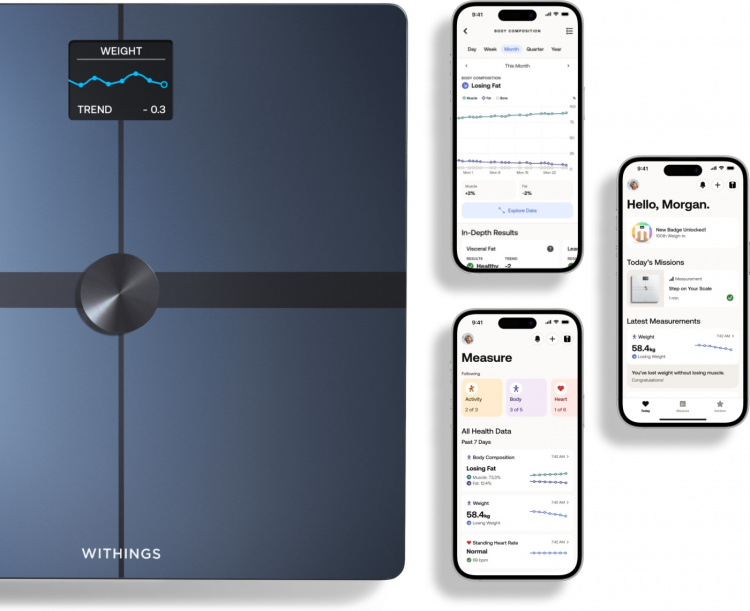 Withings Body Smart Svart kroppssammansättningsvåg med wifi-anslutning