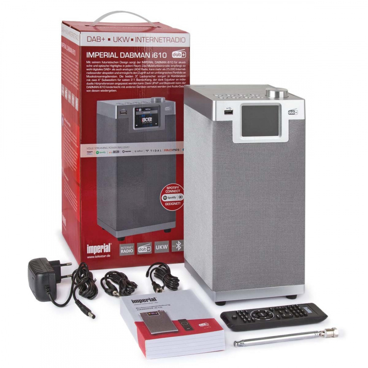 imperial DABMAN i610 Multifunktionell stereoradio DAB+ / FM / Internet / Bluetooth Grå