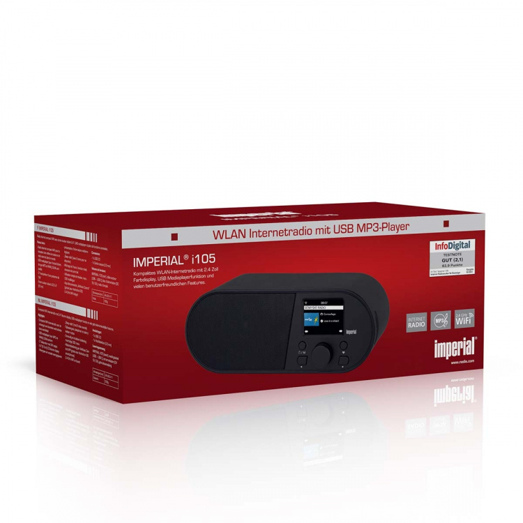 imperial i105 Wi-Fi Internetradio med 2,4 tums färgdisplay Svart imperial i105 Wi-Fi Internetradio med 2,4 tums färgdisplay Svart