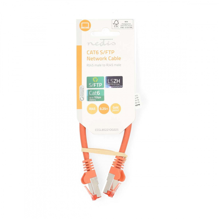 Nedis CAT6 Nätverkskabel | RJ45 hane | RJ45 hane | S/FTP | 0.25 m | Rund | LSZH | Orange | Label Nedis CAT6 Nätverkskabel | RJ45 hane | RJ45 hane | S/FTP | 0.25 m | Rund | LSZH | Orange | Label