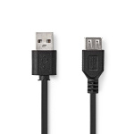 Nedis USB-kabel | USB 2.0 | USB-A Hane | USB-A Hona | 480 Mbps | Nickelplaterad | 0.20 m | Rund | PVC | Svart | Låda Nedis USB-kabel | USB 2.0 | USB-A Hane | USB-A Hona | 480 Mbps | Nickelplaterad | 0.20 m | Rund | PVC | Svart | Låda