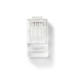 Nedis RJ45-kontakt | RJ45 Pass Through | Strandad UTP CAT5 | Rak | Guldplaterad | 10 st. | Polycarbonate | Transparent | Låda Nedis RJ45-kontakt | RJ45 Pass Through | Strandad UTP CAT5 | Rak | Guldplaterad | 10 st. | Polycarbonate | Transparent | Låda