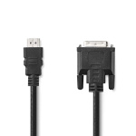 Nedis HDMI™ kabel | HDMI™ Kontakt | DVI-D 24+1-Pin Hane | 1080p | Nickelplaterad | 3.00 m | Rak | PVC | Svart | Label Nedis HDMI™ kabel | HDMI™ Kontakt | DVI-D 24+1-Pin Hane | 1080p | Nickelplaterad | 3.00 m | Rak | PVC | Svart | Label