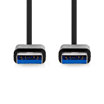 Nedis USB-kabel | USB 3.2 Gen 1 | USB-A Hane | USB-A Hane | 5 Gbps | Nickelplaterad | 1.00 m | Rund | PVC | Svart | Label Nedis USB-kabel | USB 3.2 Gen 1 | USB-A Hane | USB-A Hane | 5 Gbps | Nickelplaterad | 1.00 m | Rund | PVC | Svart | Label