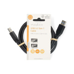 Nedis USB-kabel | USB 3.2 Gen 1 | USB-A Hane | USB-A Hane | 5 Gbps | Nickelplaterad | 1.00 m | Rund | PVC | Svart | Label Nedis USB-kabel | USB 3.2 Gen 1 | USB-A Hane | USB-A Hane | 5 Gbps | Nickelplaterad | 1.00 m | Rund | PVC | Svart | Label