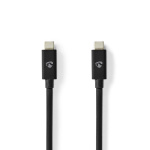 Nedis USB-kabel | USB 4.0 Gen 2x2 | USB-C™ Hane | USB-C™ Hane | 240 W | 8K@60Hz | 20 Gbps | Nickelplaterad | 2.00 m | Rund | PVC | Svart | Label