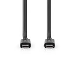 Nedis USB-kabel | USB 4.0 Gen 2x2 | USB-C™ Hane | USB-C™ Hane | 240 W | 8K@60Hz | 20 Gbps | Nickelplaterad | 2.00 m | Rund | PVC | Svart | Label