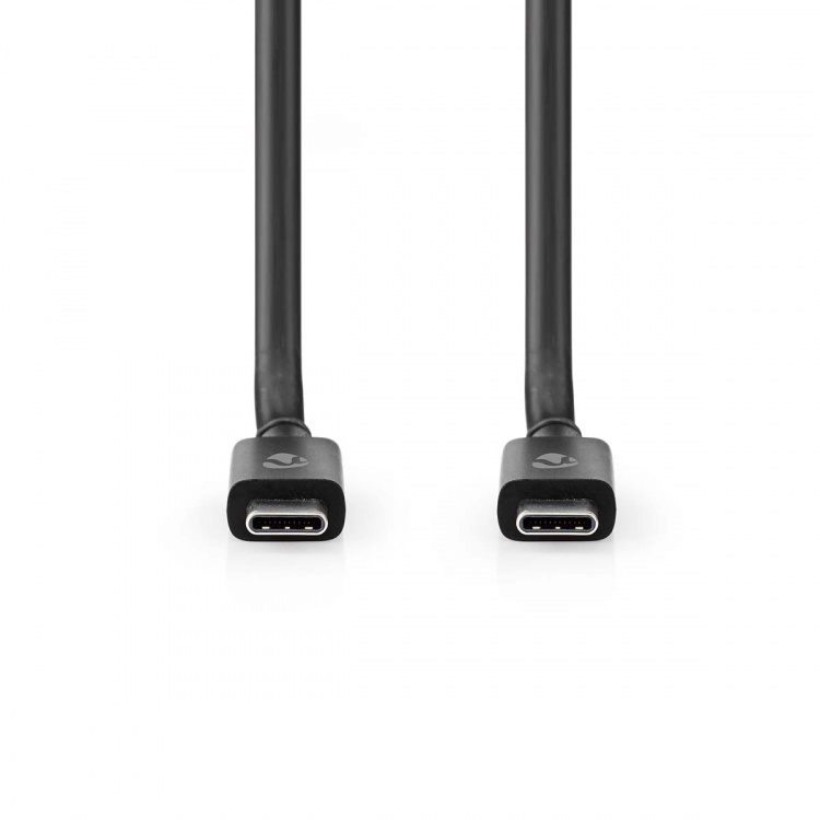 Nedis USB-kabel | USB 4.0 Gen 2x2 | USB-C™ Hane | USB-C™ Hane | 240 W | 8K@60Hz | 20 Gbps | Nickelplaterad | 2.00 m | Rund | PVC | Svart | Label