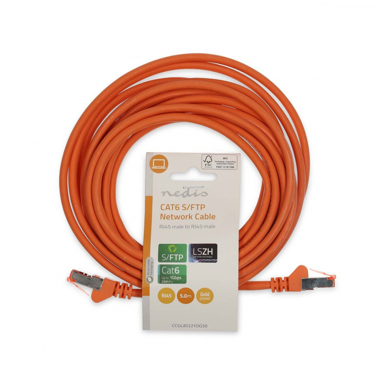 Nedis CAT6 Nätverkskabel | RJ45 hane | RJ45 hane | S/FTP | 5.00 m | Rund | LSZH | Orange | Label