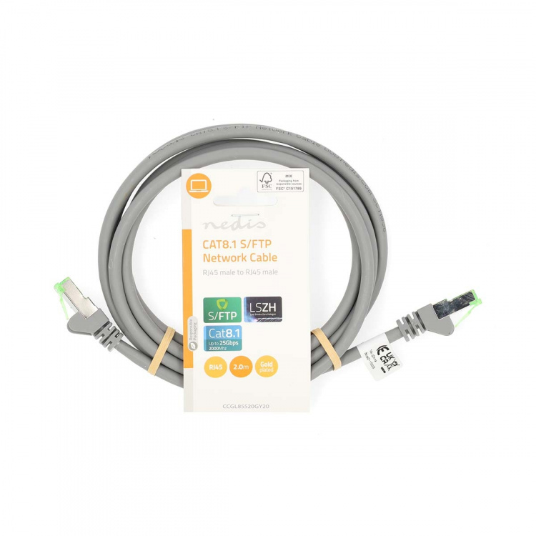 Nedis Cat 8.1 nätverkskabel | S/FTP | RJ45 hane | RJ45 hane | 2.00 m | Rund | LSZH | Grå | Label Nedis Cat 8.1 nätverkskabel | S/FTP | RJ45 hane | RJ45 hane | 2.00 m | Rund | LSZH | Grå | Label