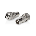 Nedis IEC (coax) | Rak | Hane | Nickelplaterad | 75 Ohm | Skruva | Kabel input diameter: 7.0 mm | Metall | Silver | 2 st. | Låda
