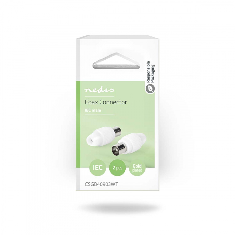 Nedis IEC (coax) | Rak | Hane | Nickelplaterad | 75 Ohm | Skruva | Kabel input diameter: 7.0 mm | Metall / PVC | Vit | 2 st. | Låda Nedis IEC (coax) | Rak | Hane | Nickelplaterad | 75 Ohm | Skruva | Kabel input diameter: 7.0 mm | Metall / PVC | Vit | 2 st. | Låda