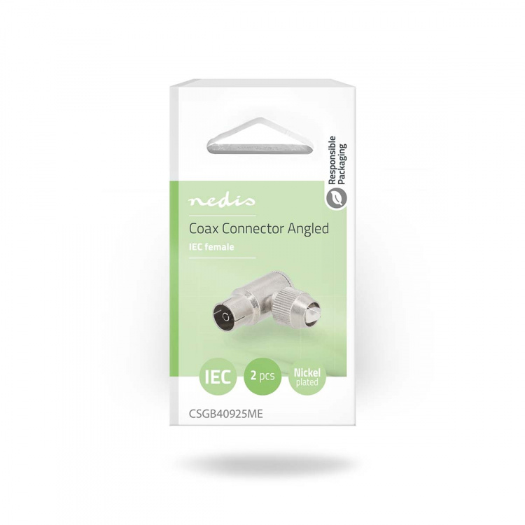 Nedis IEC (coax) | Vinklat 90° | Hona | Nickelplaterad | 75 Ohm | Skruva | Kabel input diameter: 7.0 mm | Metall | Silver | 2 st. | Gift Box with Euro Lock Nedis IEC (coax) | Vinklat 90° | Hona | Nickelplaterad | 75 Ohm | Skruva | Kabel input diameter: 7.0 mm | Metall | Silver | 2 st. | Gift Box with Euro Lock