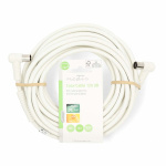 Nedis Koaxialkabel | IEC (Koax) Hane | IEC (Koax) Hona | Nickelplaterad | 120 dB | 75 Ohm | Fyra skydd | 10.0 m | Rund | PVC | Vit | Label