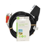 Nedis SCART-kabel | SCART Hane | 3x RCA Hane | Nickelplaterad | Bytbar | 480p | 2.00 m | Rund | PVC | Svart | Label