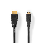 Nedis High Speed HDMI ™ kabel med Ethernet | HDMI™ Kontakt | HDMI™ Mini kontakt | 4K@30Hz | 10.2 Gbps | 3.00 m | Rund | PVC | Svart | Label Nedis High Speed HDMI ™ kabel med Ethernet | HDMI™ Kontakt | HDMI™ Mini kontakt | 4K@30Hz | 10.2 Gbps | 3.00 m | Rund | PVC | Svart | Label