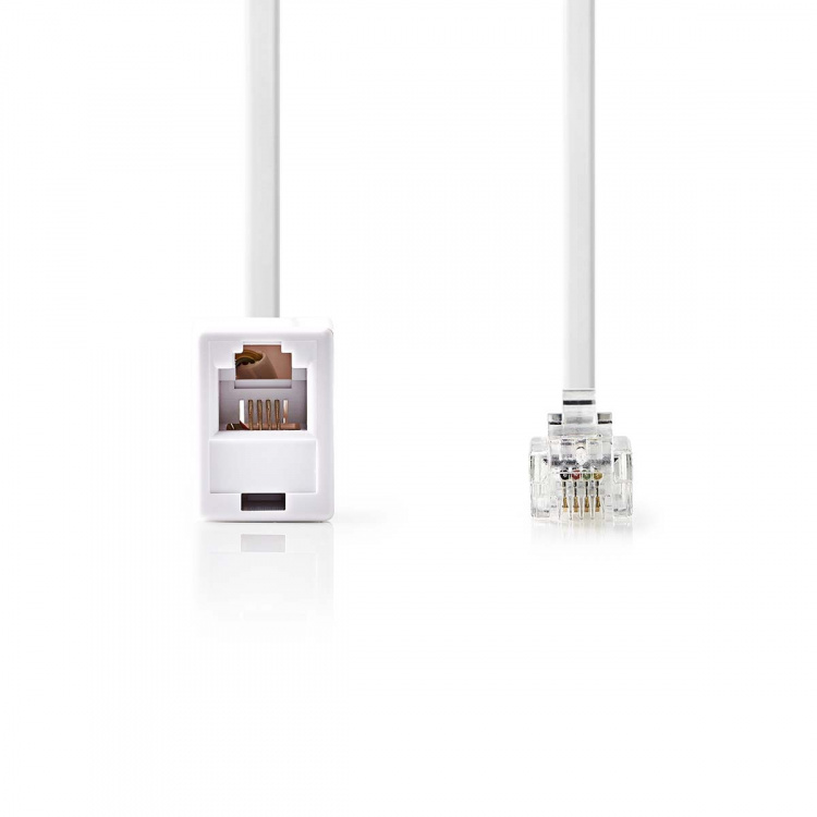 Nedis Telecom förlängningskabel | RJ11 Hane | RJ11 Hona | 10.0 m | Kabelns utformning: Platt | Plätering: Guldplaterad | Kabeltyp: RJ11 | Vit | Label