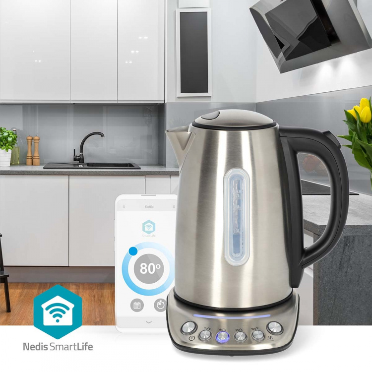Nedis SmartLife Vatten kokare | Wi-Fi | 1.7 l | Rostfritt stål | 70,80,90,100 °C | Temperatur indikator | Roterbar 360 grader | Dolt värmeelement | Strix® kontroll | Android™ / IOS Nedis SmartLife Vatten kokare | Wi-Fi | 1.7 l | Rostfritt stål | 70,80,90,100 °C | Temperatur indikator | Roterbar 360 grader | Dolt värmeelement | Strix® kontroll | Android™ / IOS