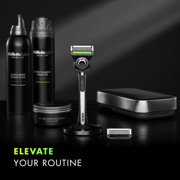 Gillette Rakhyvel Labs magnetiskt ställ & resefodral 5st