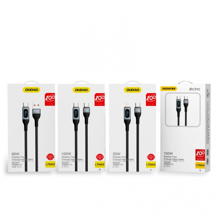 Dudao L7Max USB-A till USB-C-kabel 66W 1m svart