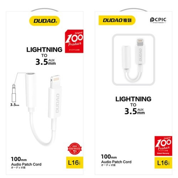 Dudao L16i Lightning to 3.5mm Jack adapter vit