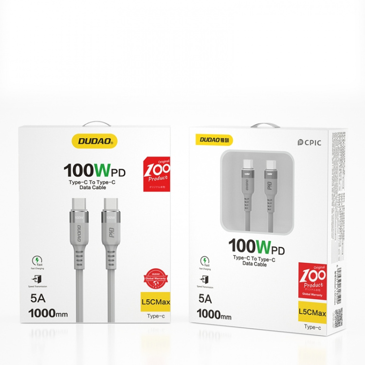 Dudao L5CMAX USB-C to USB-C cable 100W 1m grå