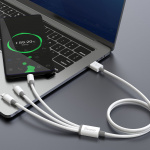 Dudao L8s uppgradering USB-A till Lightning/USB Micro/USB-C 3-i-1-kabel 1,2 m vit