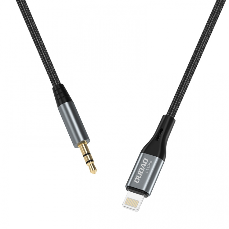Dudao L11PRO 3,5mm Jack till Lightning-kabel 1m grå