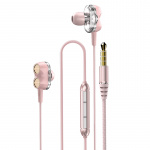 Dudao X15 dubbeldynamiska musikhörlurar 3,5 mm jack 1,2 m rosa