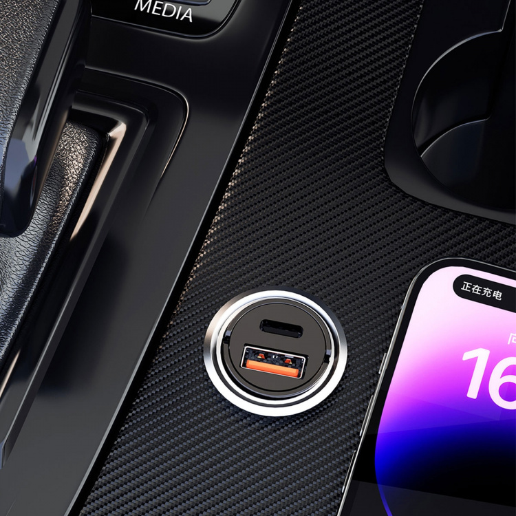 Dudao R3MAX billaddare 48Watt 1xUSB-A + 1xUSB-C