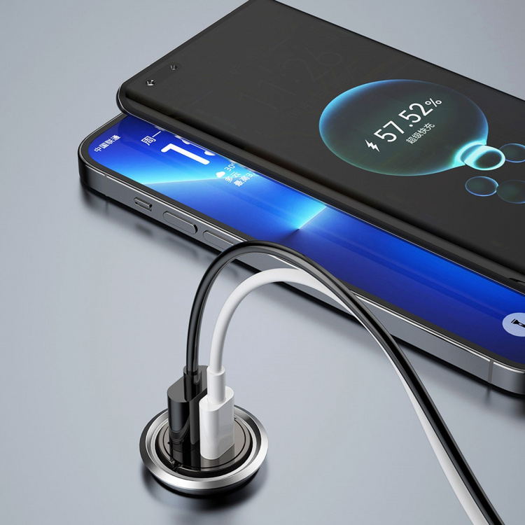 Dudao R3MAX billaddare 48Watt 1xUSB-A + 1xUSB-C