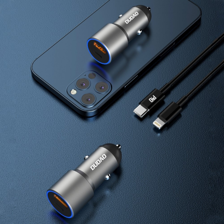 Dudao R4PQ Billaddare 22,5Watt 1xUSB-C + 1xUSB-A