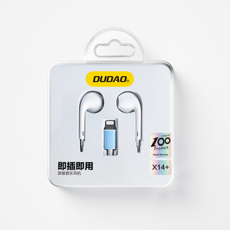 Dudao X14+ In-ear hörlurar med mikrofon Lightning vit