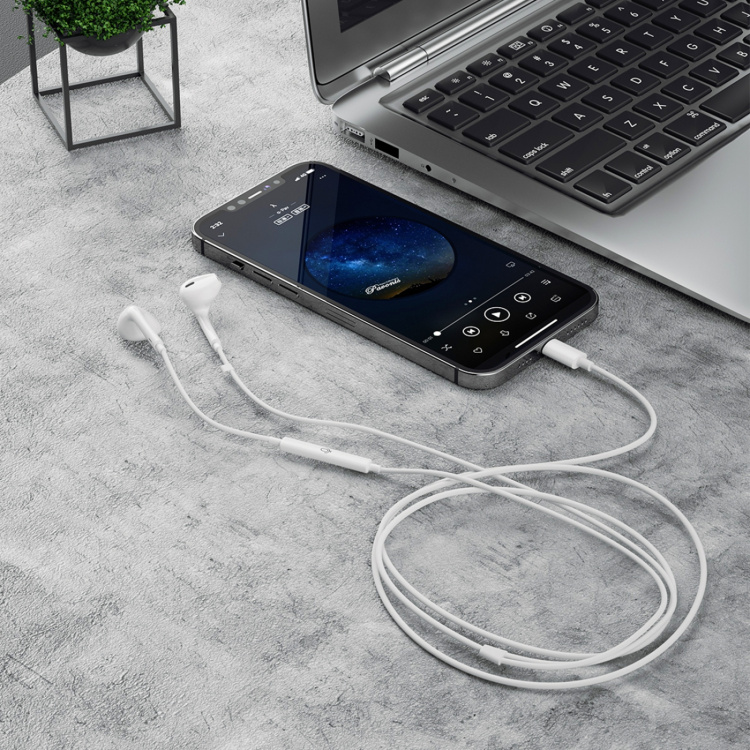 Dudao X14+ In-ear hörlurar med mikrofon Lightning vit