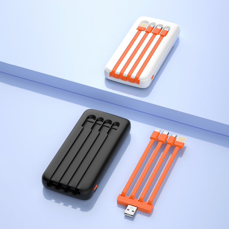 Dudao K6Pro powerbank 10000mAh 10Watt 4xkablar Svart