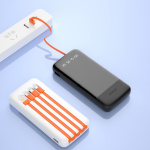 Dudao K6Pro powerbank 10000mAh 10Watt 4xkablar vit Dudao K6Pro powerbank 10000mAh 10Watt 4xkablar vit