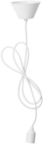 Airam lampsladd i textil + E27-kontakt, 2,1 m, vit