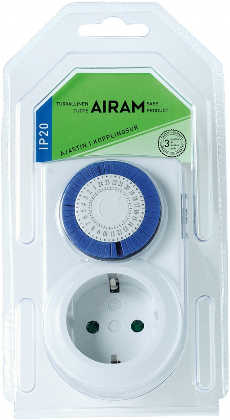 Airam TIMER MINI IP20 24H, UPPDELNING 30 MIN