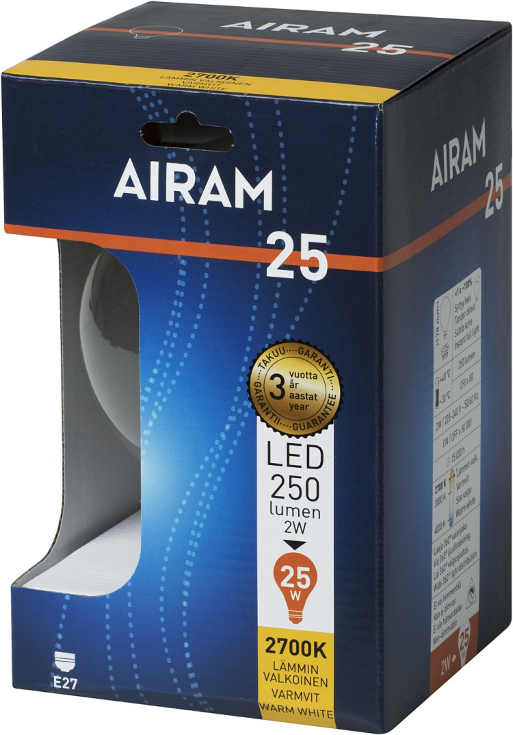 Airam Globe LED-Lampa, E27, 2700 K, 250 lm