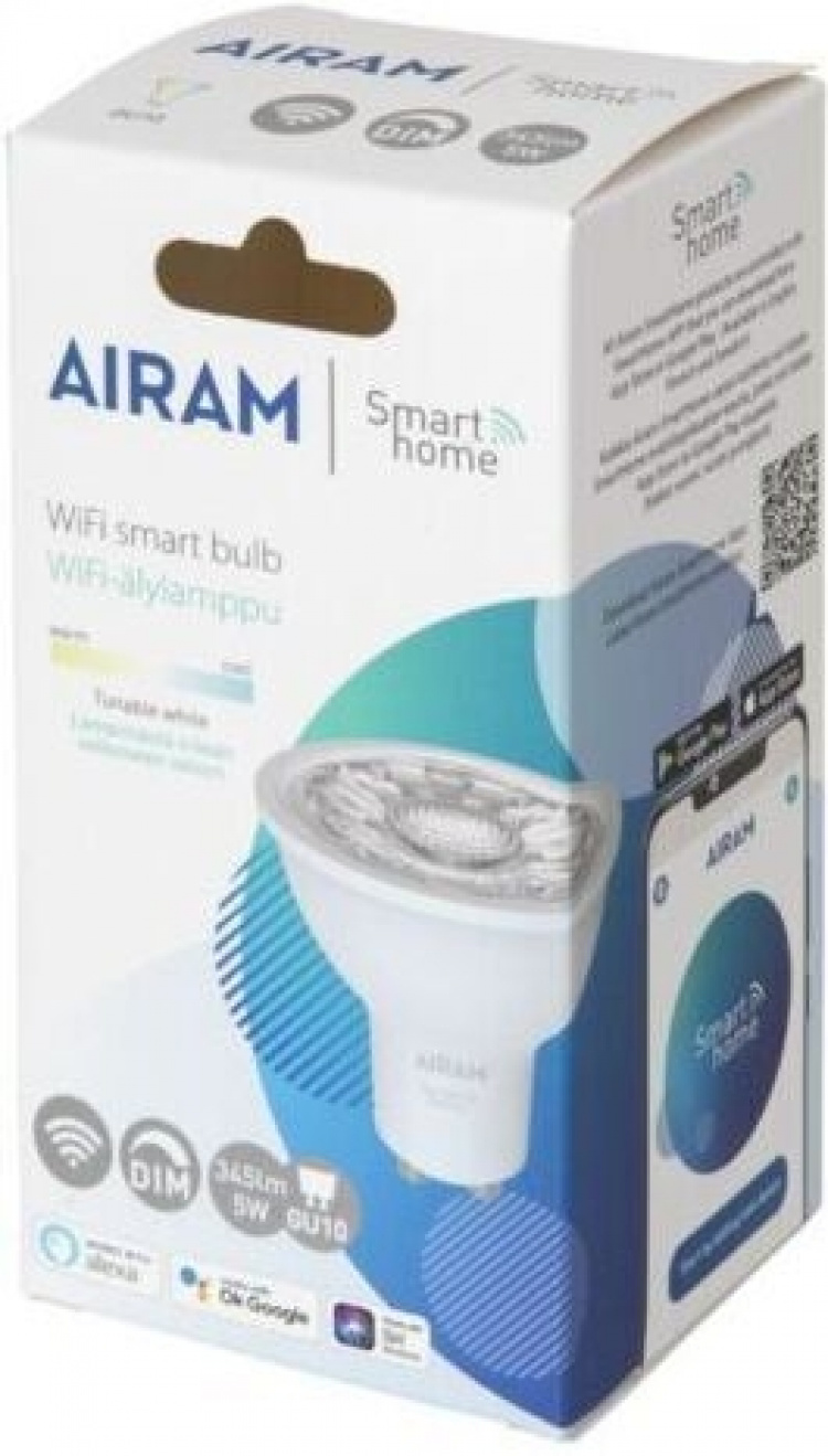 Airam SmartHome spotlight, GU10, 345 lm, inställbar vit, WiFi Airam SmartHome spotlight, GU10, 345 lm, inställbar vit, WiFi