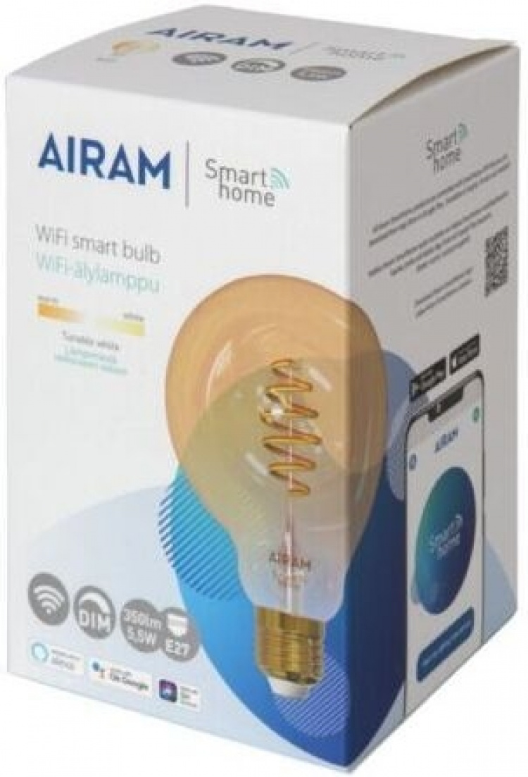 Airam SmartHome Globe 95 glödlampa, E27, bärnsten, 350lm, 1800-3000K, WiFi