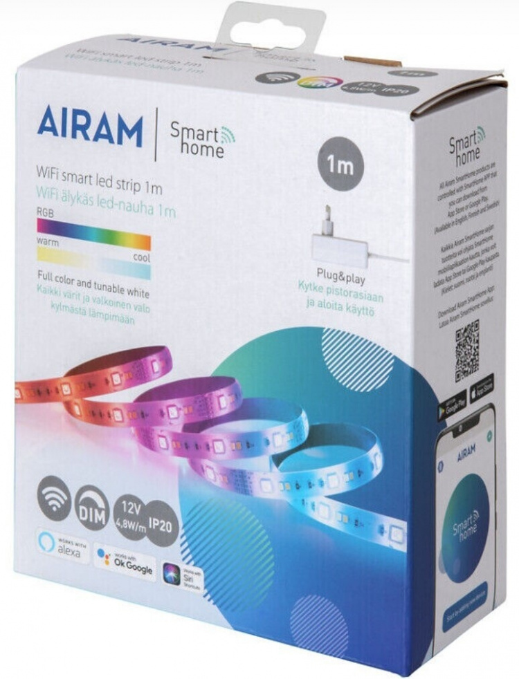 Airam SmartHome Strip LED-remsa 1 m, 12 V, RGBW Airam SmartHome Strip LED-remsa 1 m, 12 V, RGBW
