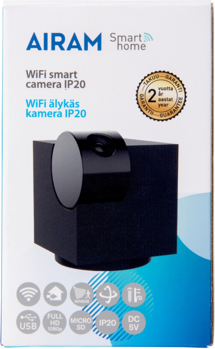 Airam SmartHome Kamera IP20, Wi-Fi-nätverk