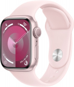 Apple Watch Series 9 (GPS) 41 mm rosa aluminiumboett och rosa sportarmband, M/L (MR943)