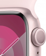 Apple Watch Series 9 (GPS) 41 mm rosa aluminiumboett och rosa sportarmband, M/L (MR943)