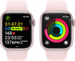 Apple Watch Series 9 (GPS) 41 mm rosa aluminiumboett och rosa sportarmband, M/L (MR943)