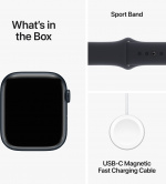 Apple Watch Series 9 (GPS) 45 mm midnattsblått aluminiumfodral och midnattsblått sportarmband, M/L (MR9A3)