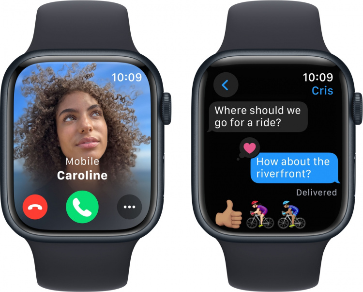 Apple Watch Series 9 (GPS) 45 mm midnattsblått aluminiumfodral och midnattsblått sportarmband, M/L (MR9A3)