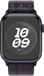 Apple Watch 45 mm svart/blått Nike Sport Loop armband (MUJX3)